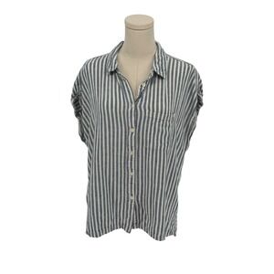 ORVIS Classic Collection Striped Linen Blend Shirt Womens Size L